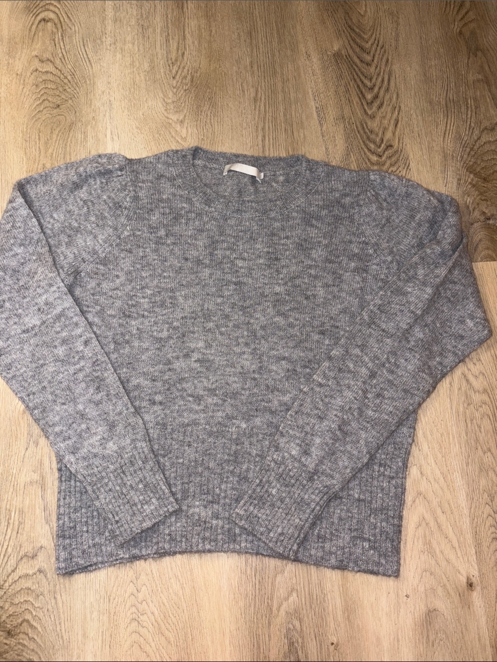 One Grey Day Addison Alpaca Merino Wool Puff Sleeve Pullover size medium cozy